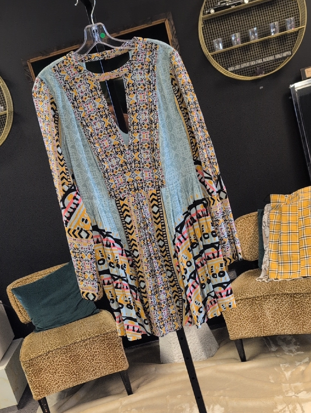 Free People Multicolor Printed Long Sleeve Tunic Dress